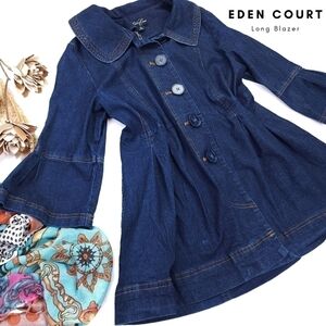 Eden Court Light Denim Long Blazer Jacket Sz M